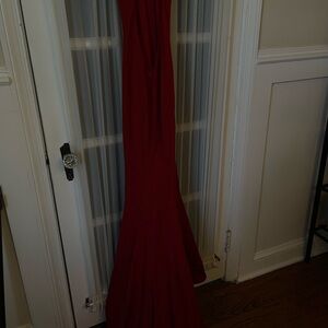 Elegant Floor-Length Red Evening Gown
